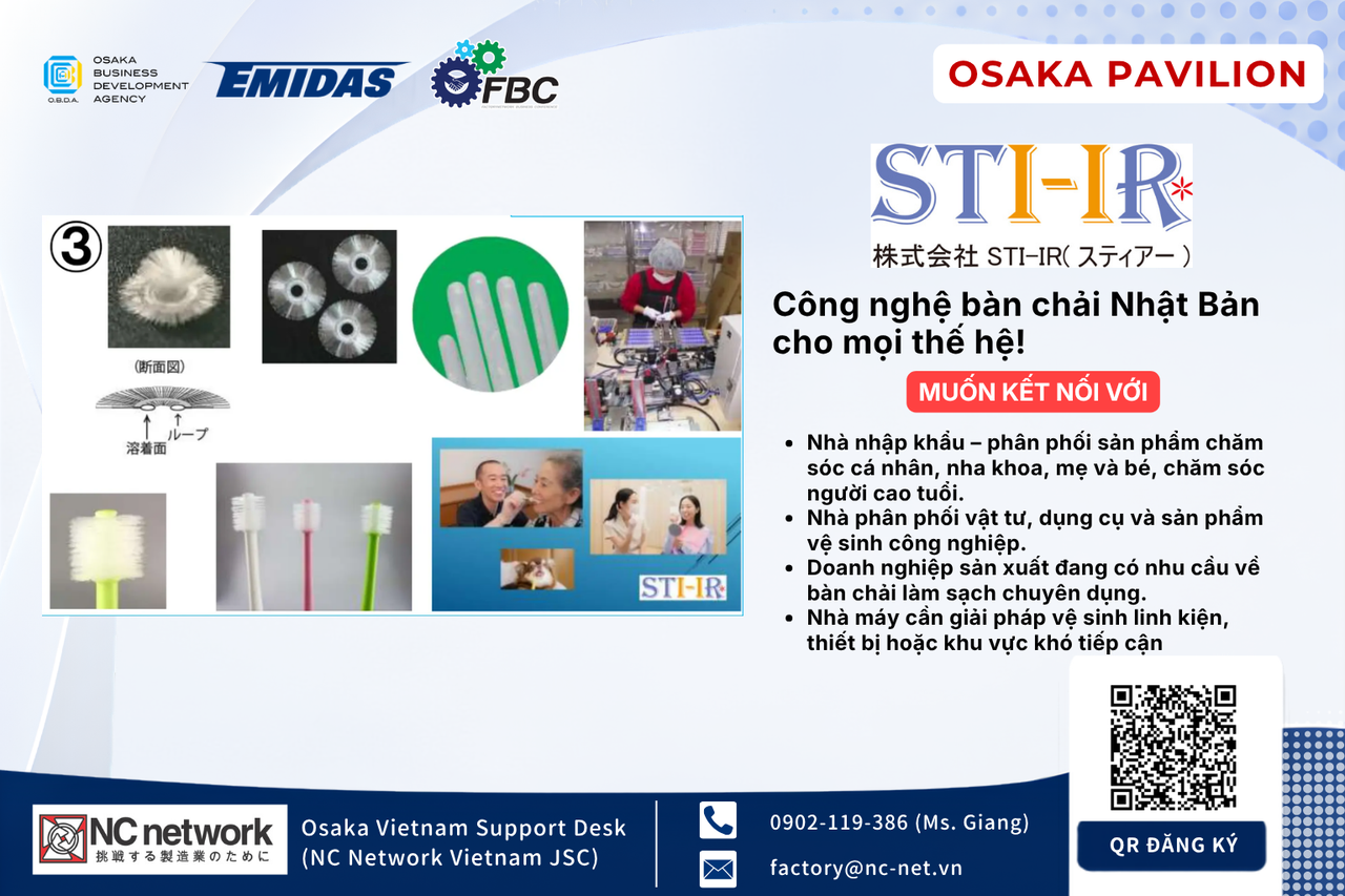 [OSAKA PAVILION – FBC ASEAN 2026] STI-IR CO., LTD. – Công Nghệ Bàn Chải 360 Độ Cho Chăm Sóc Răng Miệng, Công Nghiệp Và Y Tế